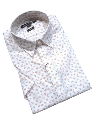 MICHAEL KORS SHORT SLEEVE DRESS SHIRT- SMALL FIELD-ROSEWATER