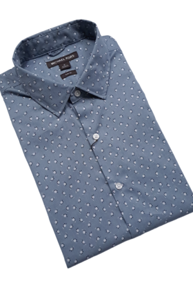 MICHAEL KORS SHORT SLEEVE DRESS SHIRT- CHAMBRAY FLORAL
