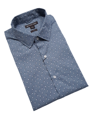 MICHAEL KORS SHORT SLEEVE DRESS SHIRT- CHAMBRAY FLORAL