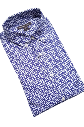 MICHAEL KORS TWILIGHT BLUE PATTERN DRESS SHIRT