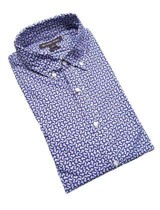 MICHAEL KORS TWILIGHT BLUE PATTERN DRESS SHIRT