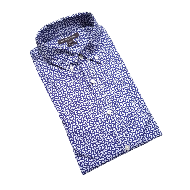 MICHAEL KORS TWILIGHT BLUE PATTERN DRESS SHIRT MICHAEL KORS TWILIGHT BLUE PATTERN DRESS SHIRT
