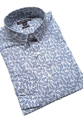MICHAEL KORS DRESS SHIRT- CHAMBRAY LEAF SKETCH