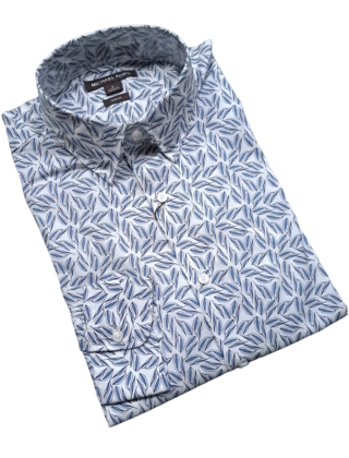 MICHAEL KORS DRESS SHIRT- CHAMBRAY LEAF SKETCH
