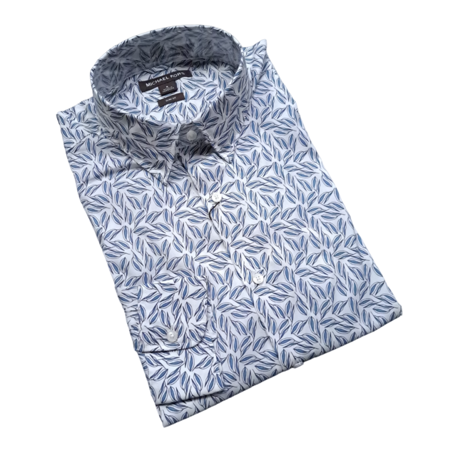 MICHAEL KORS DRESS SHIRT- CHAMBRAY LEAF SKETCH MICHAEL KORS DRESS SHIRT- CHAMBRAY LEAF SKETCH