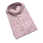 MICHAEL KORS SHORT SLEEVE DRESS SHIRT- DUSTY ROSE LEAF SKETCH