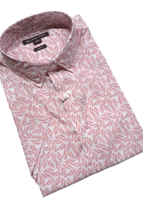 MICHAEL KORS SHORT SLEEVE DRESS SHIRT- DUSTY ROSE LEAF SKETCH