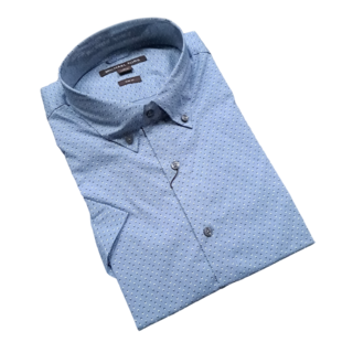 MICHAEL KORS SHORT SLEEVE DRESS SHIRT -CHAMBRAY DIAMONDS