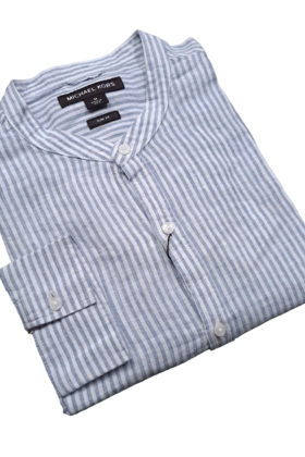 MICHAEL KORS  CHAMBRAY BAND STRIPE COLLARED SHIRT