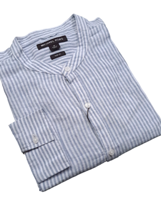 MICHAEL KORS  CHAMBRAY BAND STRIPE COLLARED SHIRT