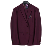 Soul Of London Birdseye Suit - Burgundy