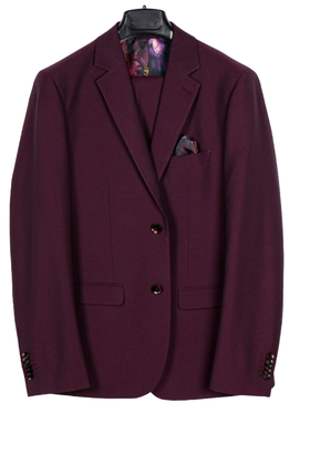 Soul Of London Birdseye Suit - Burgundy