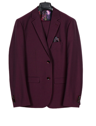 Soul Of London Birdseye Suit - Burgundy