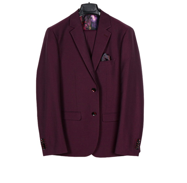 Soul Of London Birdseye Suit - Burgundy
