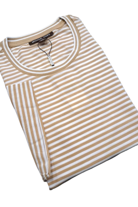 MICHAEL KORS JERSEY STRIPE TEE- KHAKI