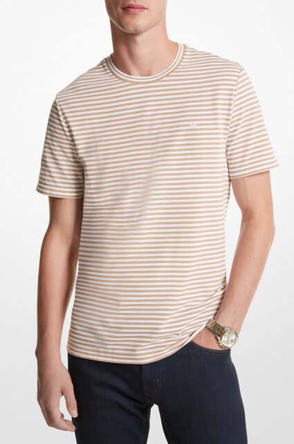 MICHAEL KORS JERSEY STRIPE TEE- KHAKI