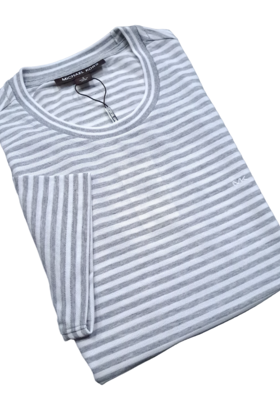 MICHAEL KORS JERSEY STRIPE TEE- HEATHER GREY