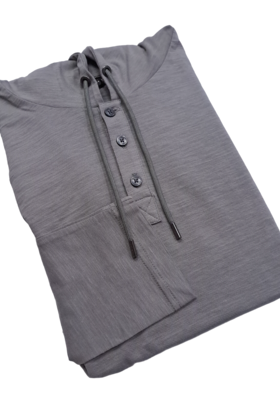 Michael Kors Slub Henley Hoodie - Concrete