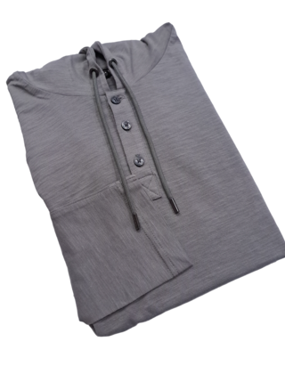 Michael Kors Slub Henley Hoodie - Concrete