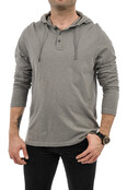 Michael Kors Slub Henley Hoodie - Concrete Michael Kors Slub Henley Hoodie - Concrete