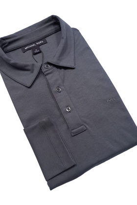 Michael Kors Sleek Polo- Long Sleeve - Malacite Grey