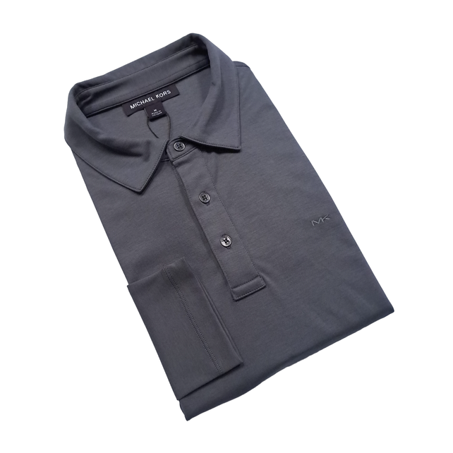 Michael Kors Sleek Polo- Long Sleeve - Malacite Grey Michael Kors Sleek Polo- Long Sleeve - Malacite Grey