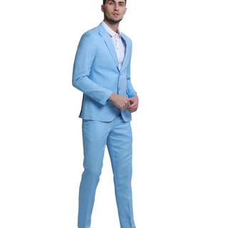 Tazzio 2Pc Linen Suit - Baby Blue