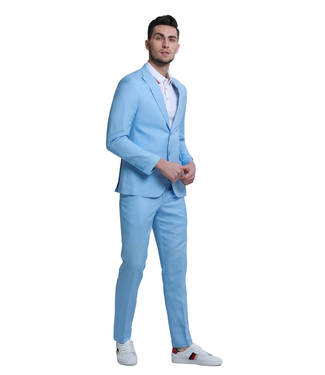 Tazzio Tazzio 2Pc Linen Suit - Baby Blue