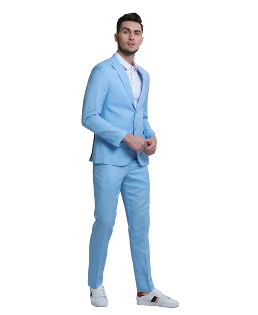 Tazzio 2Pc Linen Suit - Baby Blue Tazzio 2Pc Linen Suit - Baby Blue