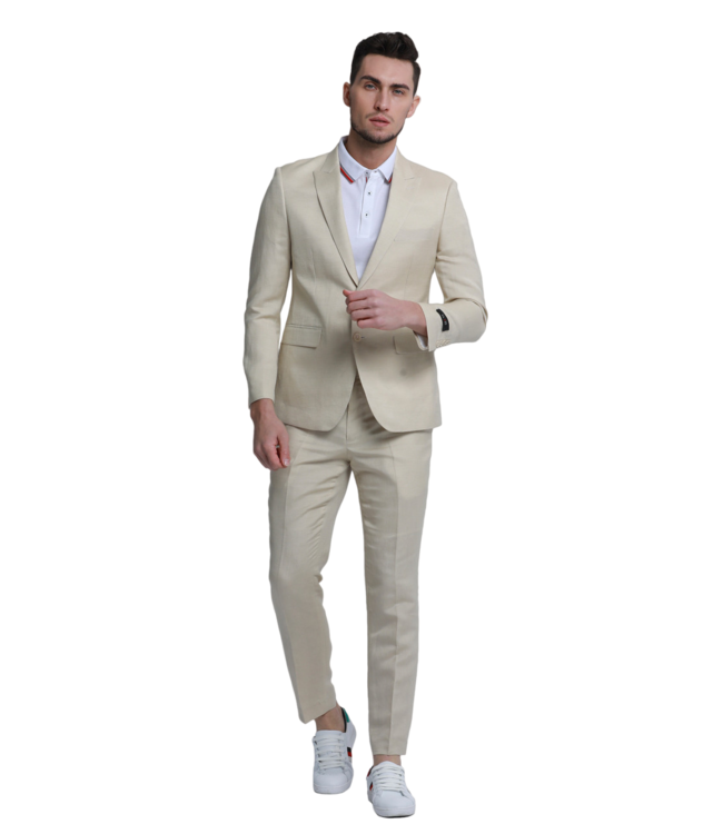 Tazzio 2Pc Linen Suit - Tan