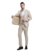 Tazzio Tazzio 1 Button Notch Lapel Sharkskin Suit - 3 Piece - Khaki