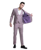 Tazzio -1 Button Notch Lapel 3Pc Sharkskin Suit - Rose