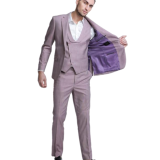 Tazzio -1 Button Notch Lapel 3Pc Sharkskin Suit - Rose