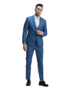 Tazzio 1 Button Notch Lapel Sharkskin Suit - 3 Piece - Blue