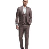 Tazzio 3 Piece Check Suit - Rose