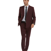 Tazzio Double Breasted Pinstripe Suit - 2 Piece - Burgundy Tazzio Double Breasted Pinstripe Suit - 2 Piece - Burgundy