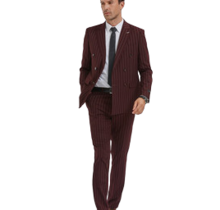 Tazzio Double Breasted Pinstripe Suit - 2 Piece - Burgundy