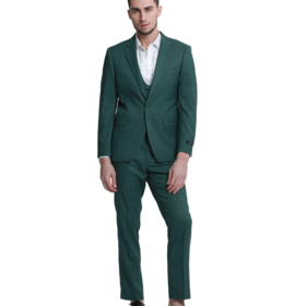 Tazzio -1 Button Notch Lapel 3Pc Sharkskin Suit - Hunter