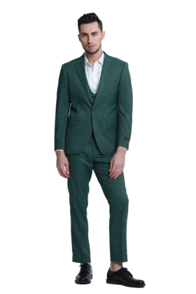 Tazzio -1 Button Notch Lapel 3Pc Sharkskin Suit - Hunter