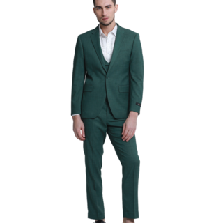 Tazzio -1 Button Notch Lapel 3Pc Sharkskin Suit - Hunter