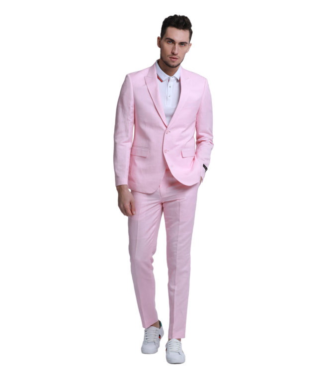Tazzio 2Pc Linen Suit - Pink