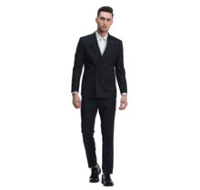 Tazzio Pinstripe Double Breasted Suit - Navy