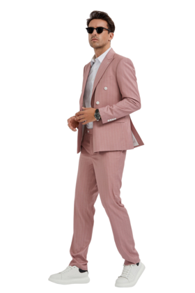 Tazzio Pinstripe Double Breasted Suit - Pink