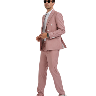 Tazzio Pinstripe Double Breasted Suit - Pink