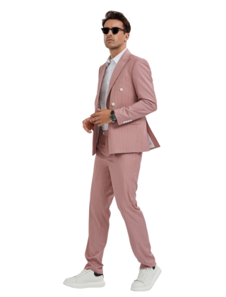 Tazzio Pinstripe Double Breasted Suit - Pink