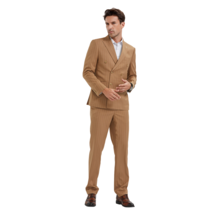 Tazzio Pinstripe Double Breasted Suit - Camel