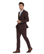 Tazzio 1 Button-Peak Lapel 3 Piece Suit - Cherry