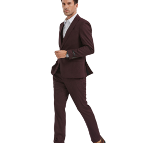 Tazzio 1 Button-Peak Lapel 3 Piece Suit - Cherry