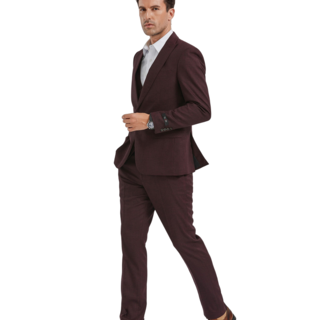 Tazzio 1 Button-Peak Lapel 3 Piece Suit - Cherry