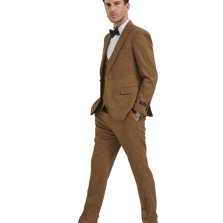 Tazzio 1 Button-Peak Lapel-Wheat Suit-3 Piece